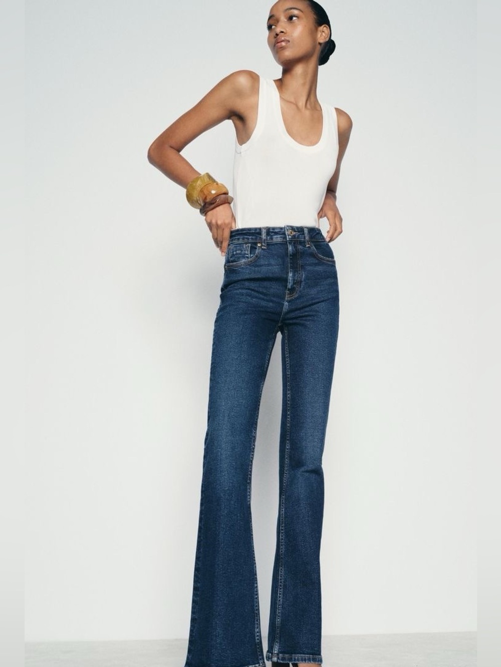 Zara Dark Blue Flare-Leg Jeans